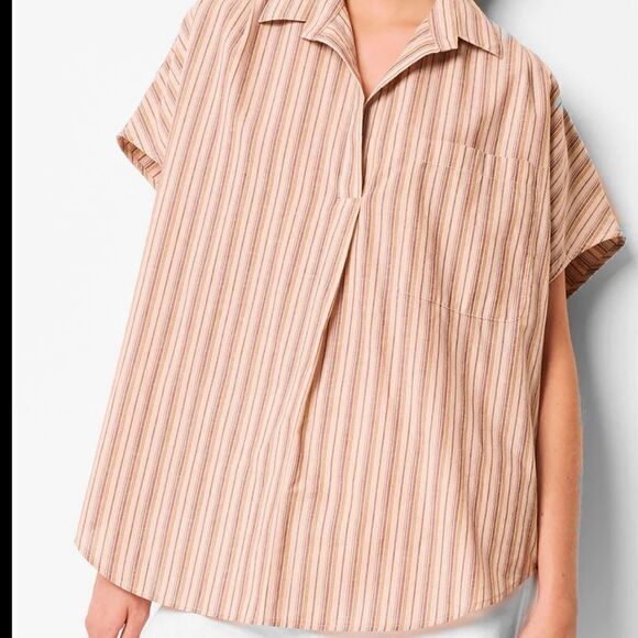 French Connection Oversized Stripe Popover Sleeveless Shirt, NWT - Picture 5 of 11